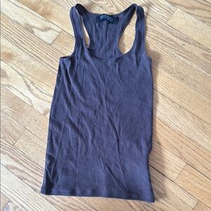 Zara Brown Ribbed Fitted Tank Top
